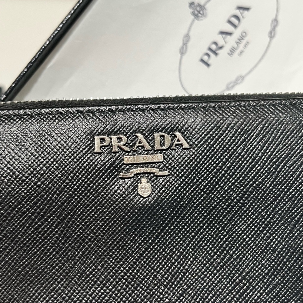Prada Nero/Mughett Saffiano Leather Zip-Around Wallet - Picture 3 of 10